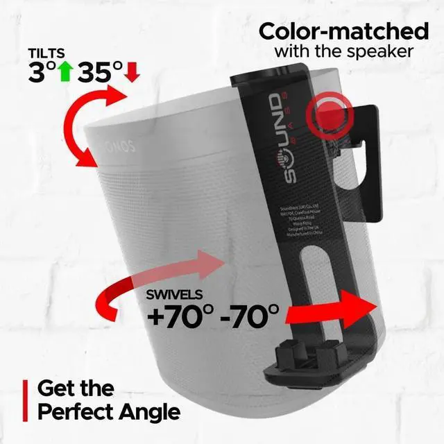 Alt view image 5 of 7 - Sound Bass ONE, ONE Gen 2, ONE SL, Play:1 Wall Mount Bracket, Black, Single, Compatible with Sonos ONE, ONE Gen 2, ONE SL & Play 1