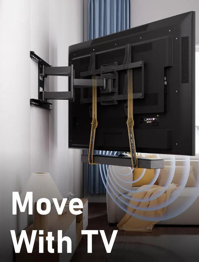 Alt view image 7 of 7 - Soundbar Mount Bracket,SoundBar Mounts Under TV or Above TV,Soundbar TV Mount with 180° Adjustable Extension Plates and L-Shaped Hooks,Sturdy Soundbar Mounting Holder Max Load 22 Lbs