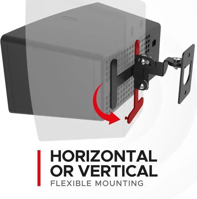 Alt view image 2 of 7 - Sound Bass Play 3 Wall Mount Black Pair, Compatible with Sonos Play:3 Only, Twin Pack, Adjustable Swivel & Tilt Mechanism, 2 Mounting Brackets Includes All Fixings