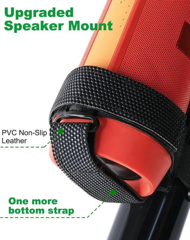 Alt view image 3 of 7 - GOFORWILD Portable Speaker Mount, Waterproof Speaker Strap for Bluetooth Wireless Speakers, Compatible with Golf Cart Railing/Bike/Moto/Boat/ATV,Black