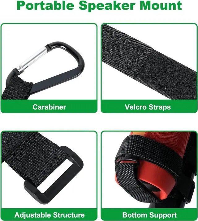 Alt view image 7 of 7 - GOFORWILD Portable Speaker Mount, Waterproof Speaker Strap for Bluetooth Wireless Speakers, Compatible with Golf Cart Railing/Bike/Moto/Boat/ATV,Black