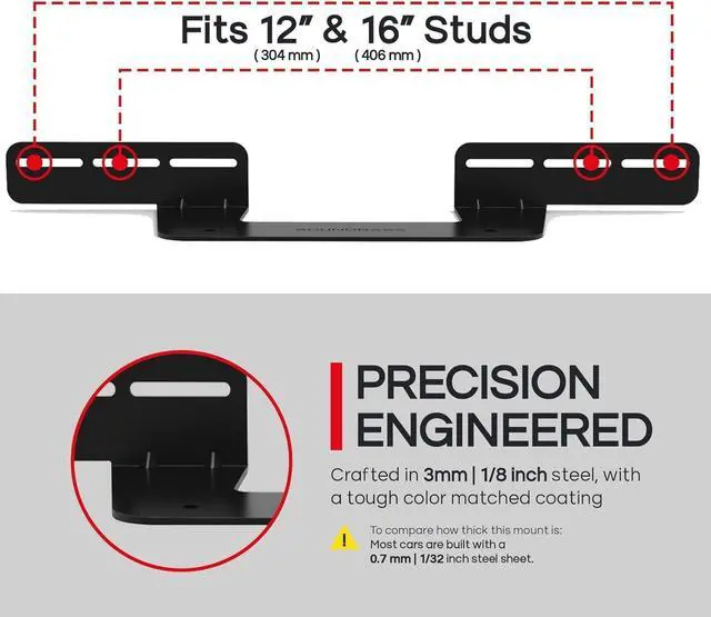Alt view image 4 of 7 - Sound Bass Soundbar Mount for Sonos Beam Compatible with Generation 1 & 2 Sonos Beam Sound Bar Includes All Necessary Mounting Hardware, Mounts Bracket, Black