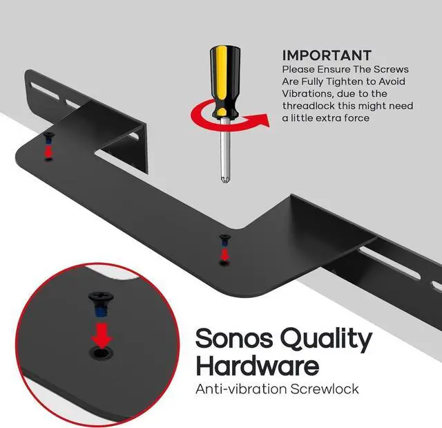 Alt view image 7 of 7 - Sound Bass Soundbar Mount for Sonos Beam Compatible with Generation 1 & 2 Sonos Beam Sound Bar Includes All Necessary Mounting Hardware, Mounts Bracket, Black