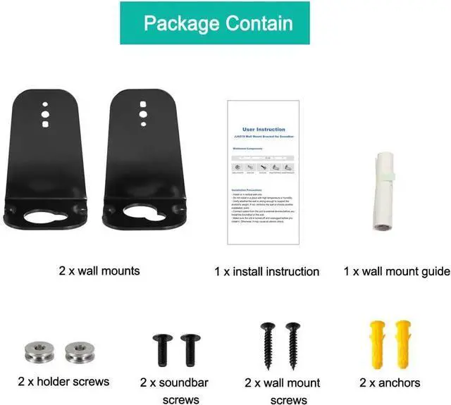 Alt view image 2 of 7 - Loyeen Pair Soundbar Wall Mount Bracket for Samsung HW-M360 HW-K550 HW-M550 HW-K650 HW-K430 HW-K335 HW-K651 HW-K450 AH61-04106A Sound bar Speaker Come with Mounting Screws Accessories