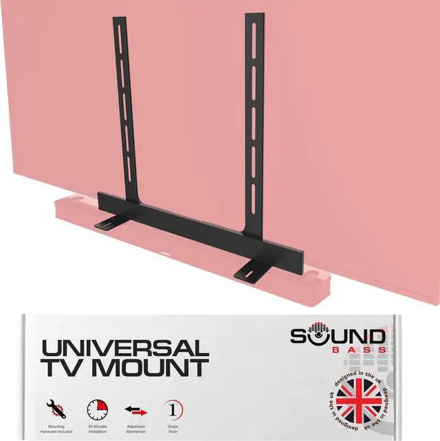 Main image of Sound Bass Universal Under TV Mount Black Compatible With Bose Smart Soundbar 300/500/550/600/700/900/Ultra, TV Speaker, Soundtouch 300 - Invisible Once Fitted, Fast & Easy Way to Mount Your Sound Bar