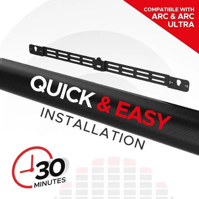 Alt view image 2 of 7 - Sound Bass Arc Wall Mount Bracket, Black, Compatible with Sonos Arc and Arc Ultra, Adjustable Depth, All Hardware Included, Designed in The UK