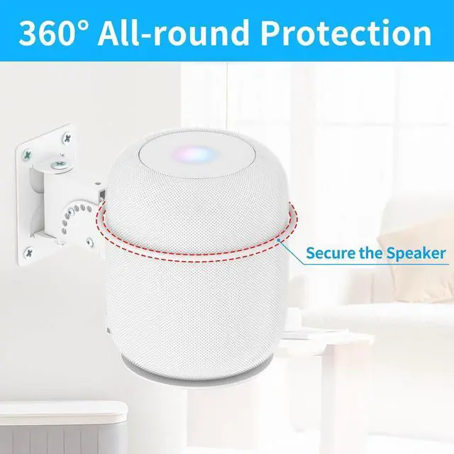 Alt view image 3 of 5 - Adjustable Speaker Mount for Homepod 2 Wall Mount Bracket with Dust-Proof Cover Compatible with Homepod 2nd Generation Mount - Heavy Duty Speaker Mount for Homepod 2nd Gen Shelf, White