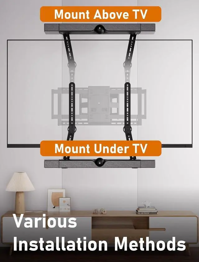 Alt view image 3 of 7 - Soundbar Mount Bracket,SoundBar Mounts Under TV or Above TV,Soundbar TV Mount with 180° Adjustable Extension Plates and L-Shaped Hooks,Sturdy Soundbar Mounting Holder Max Load 22 Lbs