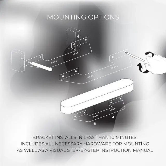 Alt view image 7 of 7 - HumanCentric Soundbar Wall Mount for Sonos Beam Speaker - Black