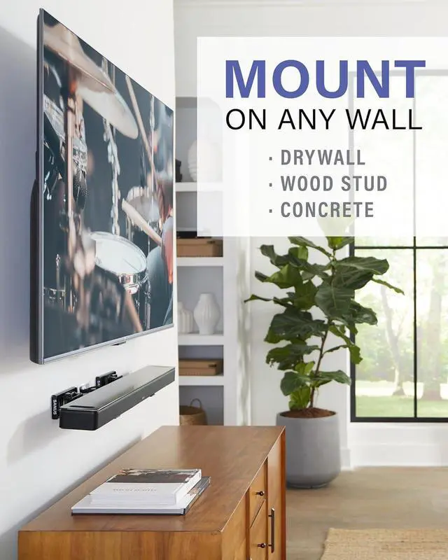 Alt view image 3 of 7 - Sanus Universal Extendable Soundbar Wall Mount - Compatible with Most Soundbars, Under TV Speaker Mounts for an Easy & Secure Installation of Your Soundbar