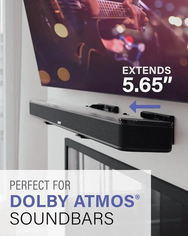 Alt view image 4 of 7 - Sanus Universal Extendable Soundbar Wall Mount - Compatible with Most Soundbars, Under TV Speaker Mounts for an Easy & Secure Installation of Your Soundbar