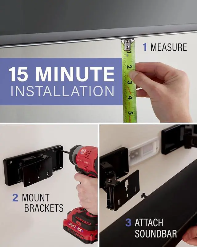 Alt view image 7 of 7 - Sanus Universal Extendable Soundbar Wall Mount - Compatible with Most Soundbars, Under TV Speaker Mounts for an Easy & Secure Installation of Your Soundbar