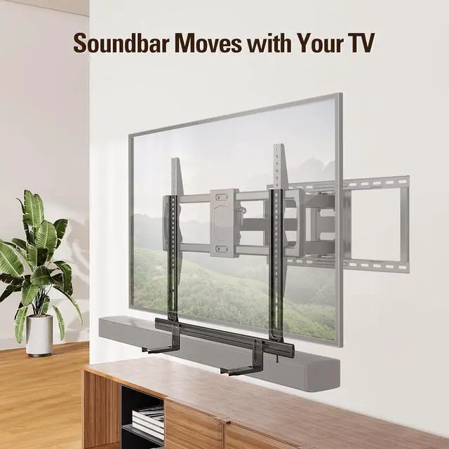 Alt view image 6 of 7 - Mounting Dream Soundbar Mount, Heavy Duty Soundbar Wall Mount for Most Sound Bars With Hole/Without Hole Up to 26.5 LBS, Soundbar Bracket Height Adjust, No-Slip Base Holder Extends 3.44-6.06, MD5428