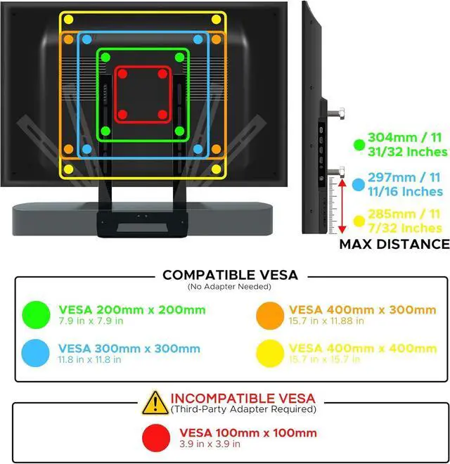 Alt view image 3 of 7 - Sound Bass Beam TV Mount, Compatible with Generation 1 & 2 Sonos Beam Mounting Bracket for TV, Black, Full Hardware Kit Included, Beam Soundbar