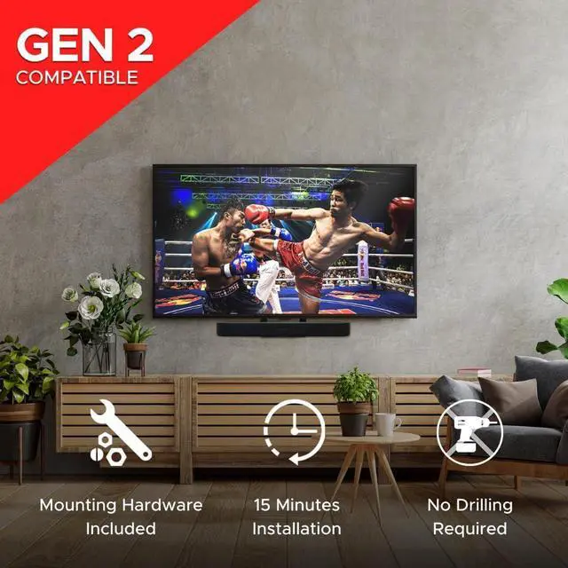 Alt view image 4 of 7 - Sound Bass Beam TV Mount, Compatible with Generation 1 & 2 Sonos Beam Mounting Bracket for TV, Black, Full Hardware Kit Included, Beam Soundbar
