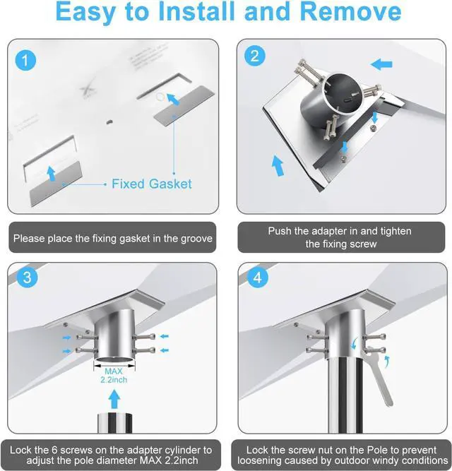 Alt view image 4 of 7 - Heavy Duty Starlink Gen 3 Pipe Adapter, Starlink V4 Pole Adapter Mount,Star Link Gen3 Mount,Star Link Gen 3 Pole Mounting Kit, Adjustable Mounting Kits for StarLink Roof, Wall, RV Installation