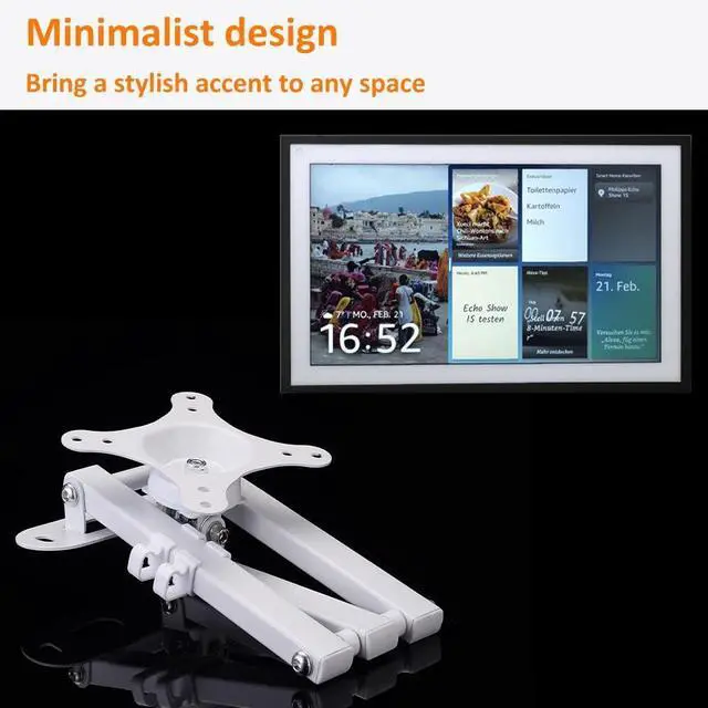 Alt view image 4 of 7 - AutoSonic Adjustable Wall Mount Bracket Compatible with Echo Show 15 and 21, Swivel and Tilt Smart Display Mount, Easy Installation | White