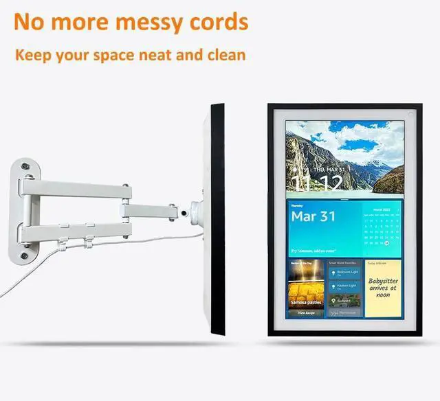 Alt view image 7 of 7 - AutoSonic Adjustable Wall Mount Bracket Compatible with Echo Show 15 and 21, Swivel and Tilt Smart Display Mount, Easy Installation | White