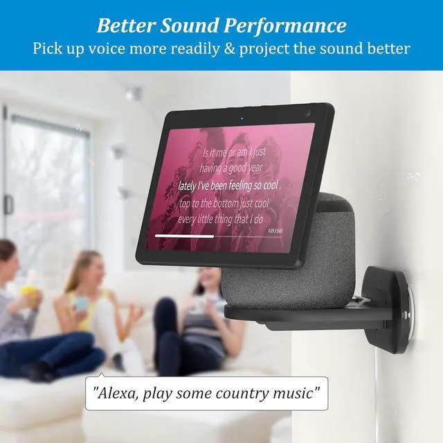 Alt view image 3 of 6 - PlusAcc Show 10 Wall Mount Stand - Holder Mount for Echo Show 10 3rd Gen, Space Saving Alexa Accessories Bracket Shelf (Black)