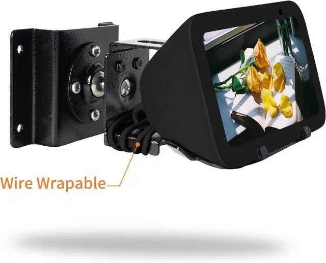 Alt view image 6 of 6 - shinar Metal Wall Mount ONLY for Echo Show 5 (3rd Generation) - Swivels up to 360° / Tilts -70° / +70°,Mount Stand Compatible with Show 5 (3rd Gen) with Wiremanagement (Black)