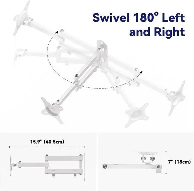 Alt view image 2 of 7 - Mount for Echo Show 15 (1st, 2nd Gen) and Echo Show 21, Adjustable Echo Show 15 Wall Mount Bracket, Swivel Horizontal or Vertical, Extension Wall Mount Stand, by WAWXH1314