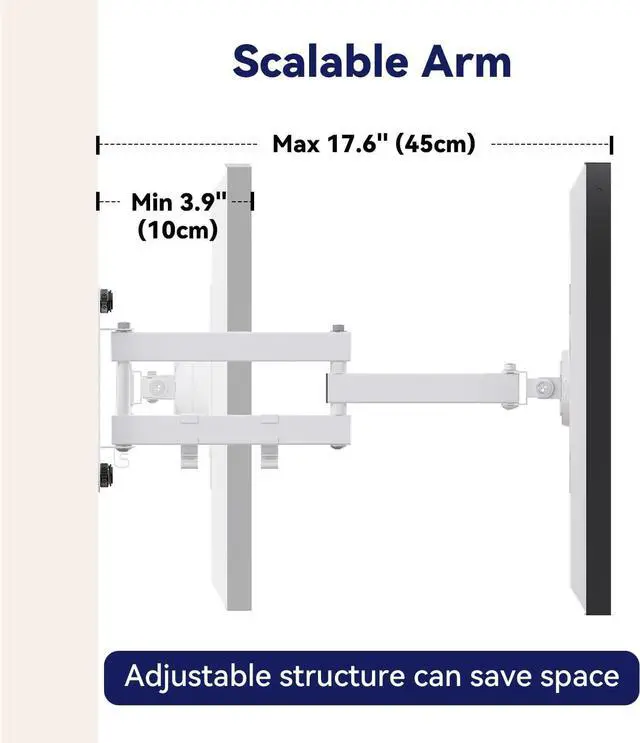 Alt view image 3 of 7 - Mount for Echo Show 15 (1st, 2nd Gen) and Echo Show 21, Adjustable Echo Show 15 Wall Mount Bracket, Swivel Horizontal or Vertical, Extension Wall Mount Stand, by WAWXH1314