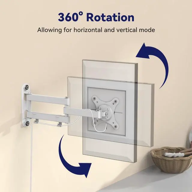 Alt view image 6 of 7 - Mount for Echo Show 15 (1st, 2nd Gen) and Echo Show 21, Adjustable Echo Show 15 Wall Mount Bracket, Swivel Horizontal or Vertical, Extension Wall Mount Stand, by WAWXH1314
