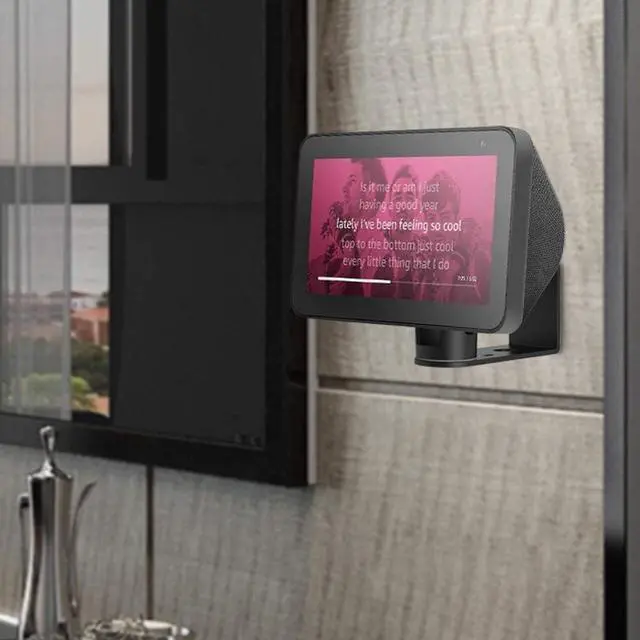 Alt view image 2 of 4 - Wall Mount Stand for Echo Show 8, Aluminum Swivel Stand, Stand for  Echo Show 8 & Echo Show 5, Horizontal 360 Rotation Longitudinal Angle Change Base Black MY013-01