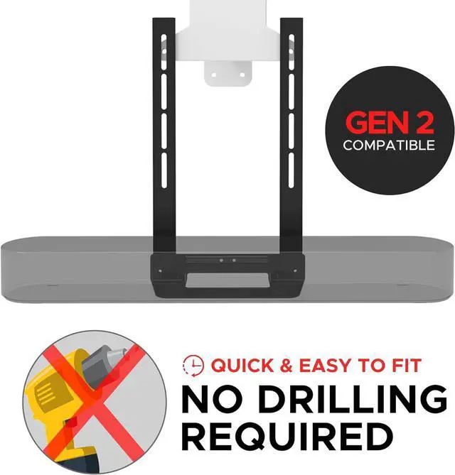 Alt view image 2 of 7 - Sound Bass Beam TV Mount, Compatible with Generation 1 & 2 Sonos Beam Mounting Bracket for TV, Black, Full Hardware Kit Included, Beam Soundbar