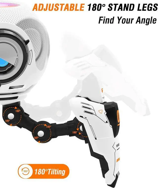 Alt view image 2 of 7 - Stand for Homepod Mini, ABS Holder Tripod with Robot Shape, Safe Stable Mount with Anti-Slip Silicone Pad Protects Home pod Mini Speaker Well