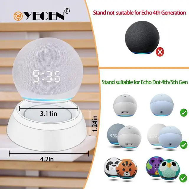 Alt view image 2 of 6 - Table Stand for Echo Dot 5th & 4th Generation,C YECEN Desktop Holder Mount,Base Bracket with Light Guide and with Built-in Cable Management,Glacier White