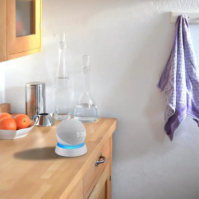 Alt view image 6 of 6 - Table Stand for Echo Dot 5th & 4th Generation,C YECEN Desktop Holder Mount,Base Bracket with Light Guide and with Built-in Cable Management,Glacier White