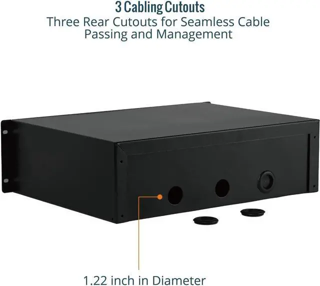 Alt view image 5 of 7 - Tecmojo 3U Rack Drawer,Rack Mount Drawer for 19in Network Equipment/Server/AV Rack or Cabinet Enclosure,Sliding and Lockable Server Rack Drawer - Load-Bearing 44lb (20kg),with Cable Management Holes