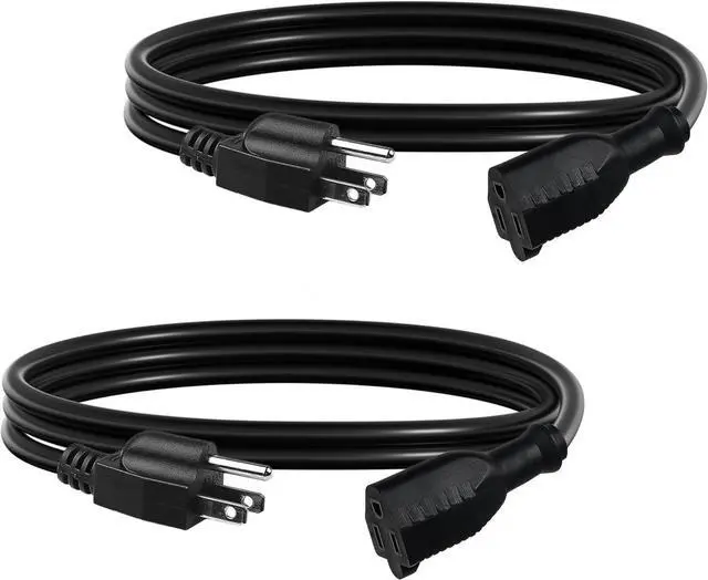 Main image of BN-LINK 6ft Indoor Outdoor Extension Cord 16/3 SJTW, 2 Pack, Black, 3-Prong, Weather Resistant & Flame Retardant, for Indoor, Garden, Landscaping & Holiday Decorations, ETL