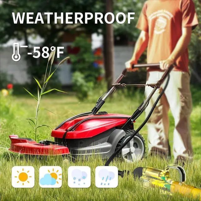 Alt view image 7 of 7 - 50 ft 12/3 Outdoor Extension Cord Waterproof Heavy Duty with Lighted Indicator End 12 Gauge 3 Prong, Flexible Cold-Resistant Long Power Cord Outside, 15Amp 1875W SJTW Yellow ETL Listed