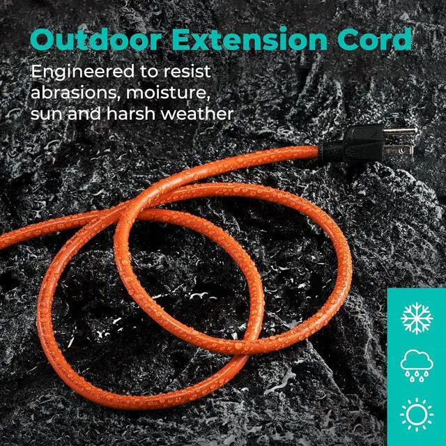 Alt view image 2 of 7 - KMC 75ft Outdoor Extension Cord, 75-Foot 16/3 Weatherproof Indoor/Outdoor Extension Cable, Flexible SJTW 16-Gauge 100% Copper Wire, Durable Vinyl Jacket, UL/ETL Certified, 10A 1250W, Orange