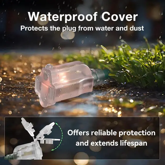 Alt view image 5 of 7 - addlon 27FT Outdoor Extension Cord with Multiple Outlets, 16/3 SJTW Weatherproof Wire with Safety Cover and Indicator Lights, 1 to 3 Splitter for Halloween and Christmas Decorations, ETL Listed