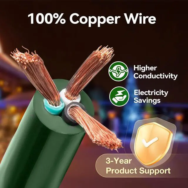 Alt view image 6 of 7 - addlon 27FT Outdoor Extension Cord with Multiple Outlets, 16/3 SJTW Weatherproof Wire with Safety Cover and Indicator Lights, 1 to 3 Splitter for Halloween and Christmas Decorations, ETL Listed