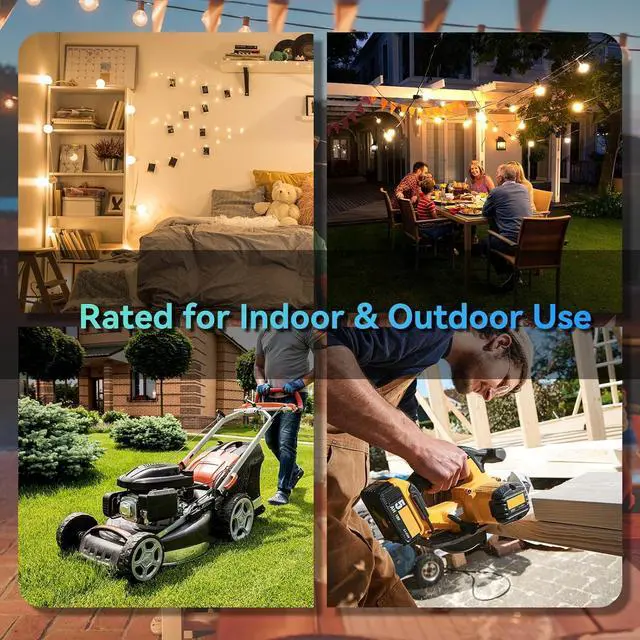 Alt view image 6 of 7 - K KASONIC - 50 Ft Extension Cord with 3 Outlets, UL Listed 16/3 SJTW 3-Wire Grounded, 13A 125V 1625W for Indoor/Outdoor Use - Green