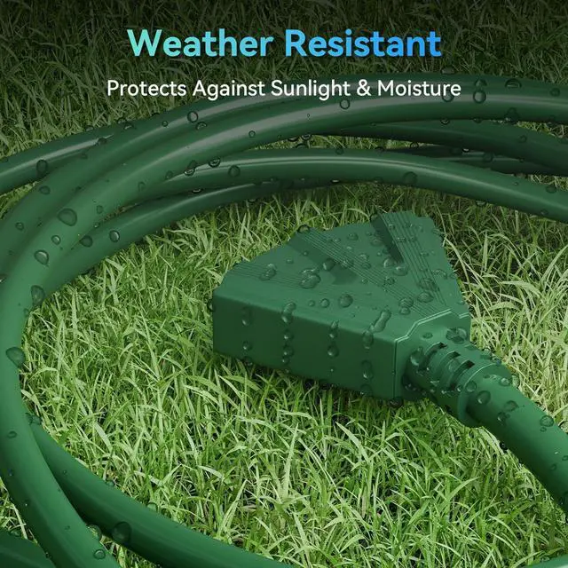 Alt view image 7 of 7 - K KASONIC - 50 Ft Extension Cord with 3 Outlets, UL Listed 16/3 SJTW 3-Wire Grounded, 13A 125V 1625W for Indoor/Outdoor Use - Green