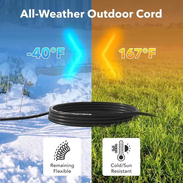 Alt view image 5 of 7 - BN-LINK 15 ft Indoor/Outdoor Extension Cord 16/3 SJTW, Black, Water & Weather Resistant, 3-Prong Grounded Plug for Landscaping & Holiday Decorations, Home & Office, 13A, ETL