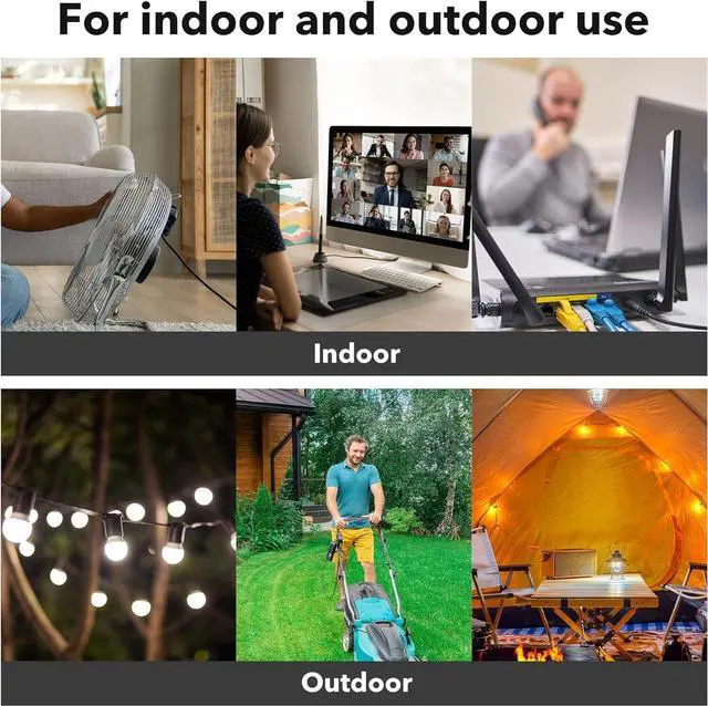 Alt view image 7 of 7 - BN-LINK 15 ft Indoor/Outdoor Extension Cord 16/3 SJTW, Black, Water & Weather Resistant, 3-Prong Grounded Plug for Landscaping & Holiday Decorations, Home & Office, 13A, ETL