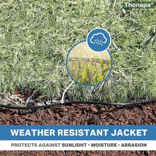 Alt view image 4 of 6 - 100 ft Outdoor Extension Cord, 16/3 SJTW Black Extension Cord 100 Foot 3 Prong, Weatherproof Exterior Power Cable for Outside Lights & Lawn, UL Certified - US Veteran Owned