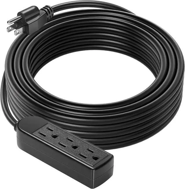 Main image of VIVOSUN 50 ft Extension Cord, 3-Outlet Power Strip with 1800W Surge Protection, 15A 14 AWG, Flat Heavy Duty Extender for Indoor Outdoor Use, Garden Home Office, Black