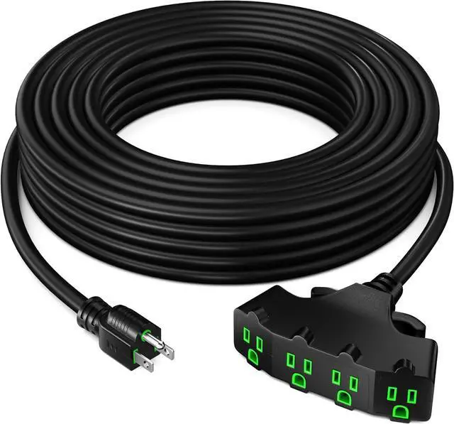 Main image of Maximm 10/3 SJTW Extension Cord 25 Feet, 10AWG Black, ETL Listed, 3 Prong Plug 4-Outlet Heavy Duty 15A, 1875W, 25ft
