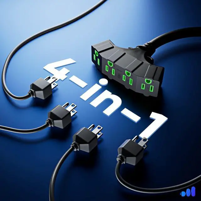 Alt view image 2 of 7 - Maximm 10/3 SJTW Extension Cord 25 Feet, 10AWG Black, ETL Listed, 3 Prong Plug 4-Outlet Heavy Duty 15A, 1875W, 25ft