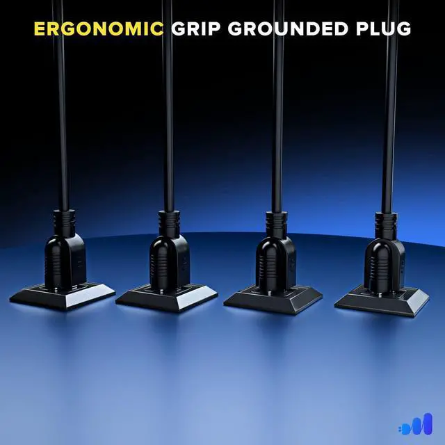 Alt view image 3 of 7 - Maximm 10/3 SJTW Extension Cord 25 Feet, 10AWG Black, ETL Listed, 3 Prong Plug 4-Outlet Heavy Duty 15A, 1875W, 25ft