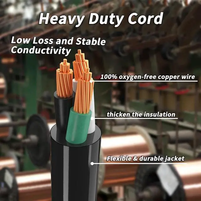 Alt view image 4 of 7 - 16/3 Gauge Black Outdoor Extension Cord 300 ft Waterproof with Lighted Indicator, Cold Weatherproof -40°C, Flexible 3 Prong Long Extension Cord Outside,10A 1250W 16AWG SJTW, ETL Listed