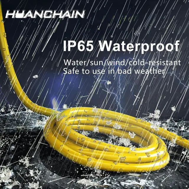 Alt view image 4 of 7 - HUANCHAIN 50 ft 14/3 Gauge Heavy Duty Outdoor Extension Cord Waterproof with Lighted, Flexible Cold Weather 3 Prong Electric Cord Outside, 15A 1875W 125V 14AWG SJTW, Yellow, ETL Listed