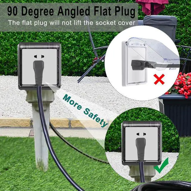 Alt view image 6 of 7 - 20FT Black Outdoor Extension Cord - 16Gauge SJTW Garden Extension with Flat Plug, 1625Watt Weatherproof Resistant Jacket 3Prong Appliance Extension